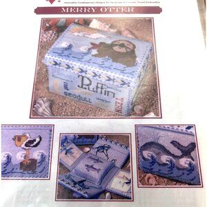 RARE Cindy Valentine Designs "Merry Otter" Embroidery Cross Stitch Pattern